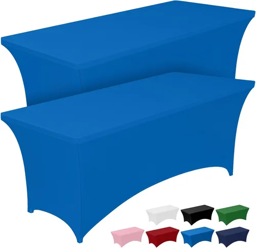 Miniatura 26 de Pureegg - Juego de 2 manteles de elastano ajustables de 1,2 m para mesas rectangulares, mantel elástico y sin arrugas para mesa de masajes, fiestas