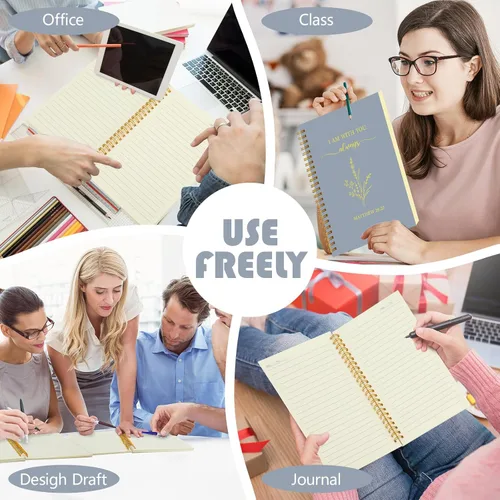 Miniatura 6 de Gueevin Paquete de 5 Cuadernos en Espiral Estéticos Suministros Escolares A5 Rayado Ancho 160 Páginas/80 Hojas Cuaderno Lindo para Trabajo