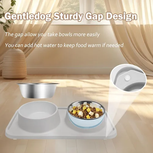 Miniatura 8 de Cuencos para gatos para alimentos y agua, cuencos dobles premium removibles de acero inoxidable con fondo antideslizante y soporte elevado
