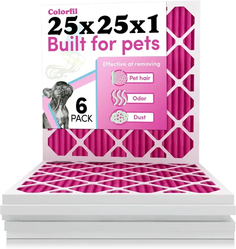 Miniatura 29 de Colorfil - Filtro de aire de 18 x 18 x 1 pulgadas, filtros que cambian de color para olores de gatos y perros, filtro de aire acondicionado MERV 8