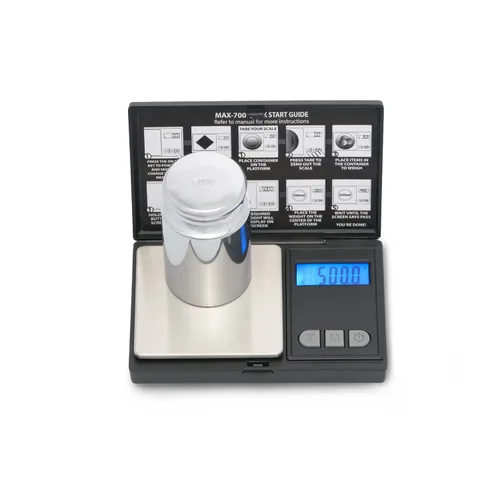 Miniatura 7 de American Weigh Scales Báscula de bolsillo portátil compacta de la serie MAX, escala de gramos para alimentos pequeños, escala de joyería, 24.69 oz x