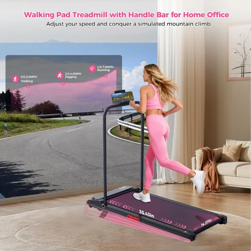 Miniatura 11 de Walking Pad with Incline and Handle Bar, 2026 Upgrade Electric Small Walking Pads Treadmills with Handles, Compact Treadmills for Home Small Spaces
