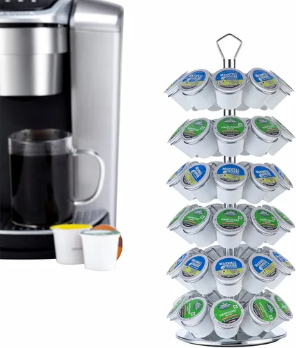 Miniatura 9 de Soporte para cápsulas de café K de almacenamiento de 4 niveles compatible con 36 cápsulas K-Cup 27 vainas-3 niveles