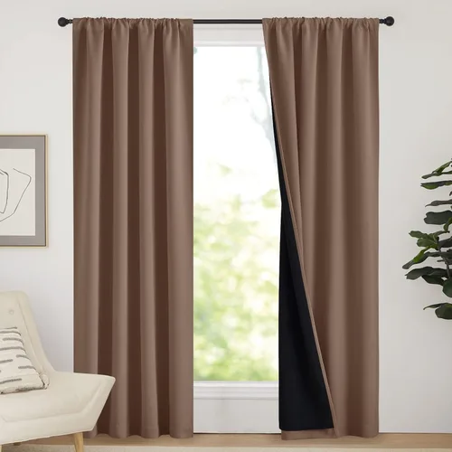 Miniatura 104 de NICETOWN Cortinas blancas 100% opacas, 2 capas gruesas completamente opacas con bolsillo para barra, cortinas aislantes térmicas para Blanco puro