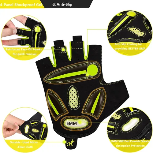 Miniatura 3 de Guantes de ciclismo para hombres y mujeres, antideslizantes, transpirables, almohadillas de gel de 0.197 pulgadas, guantes de bicicleta de carretera