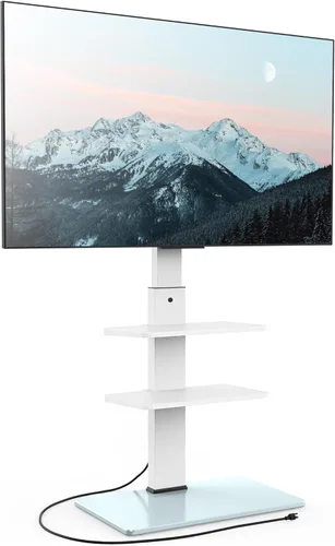 Miniatura 9 de FITUEYES Soporte de TV de suelo para TV de 32 a 75 pulgadas con toma de corriente, soporte de TV alto para dormitorio, sala de estar con base