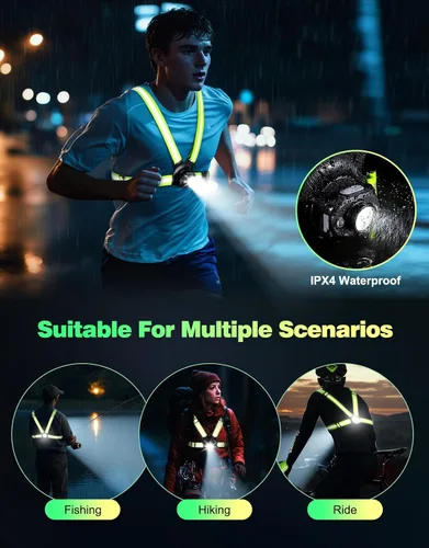 Miniatura 7 de ISEYOU Running Lights for Runners, 500 Lumens Running Light with 45° Adjustable Tilt, 360° Reflective Vest & IPX4 Waterproof Rechargeable Light Up