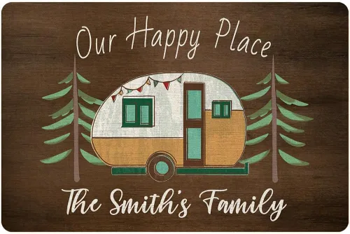 Miniatura 16 de Tapete personalizado para cámper de 30 x 18 pulgadas, tapete personalizado para puerta de campamento, caravana, apellido, para interiores y Madera
