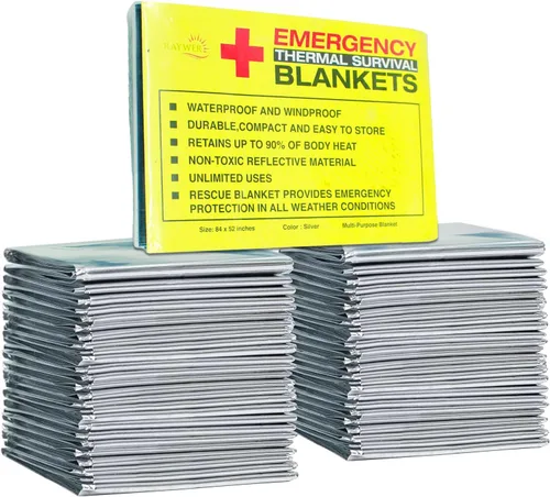 Miniatura 9 de Rawyer - Mantas térmicas de supervivencia de emergencia (paquete de 4), mantas Mylar para exteriores, camping, senderismo, clima duro, hojas