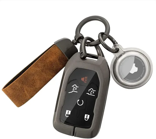 Miniatura 7 de KESENLOE Funda para llavero GMC con llavero Airtag, carcasa de metal para llave de automóvil, protección completa para Chevrolet Chevy Silverado