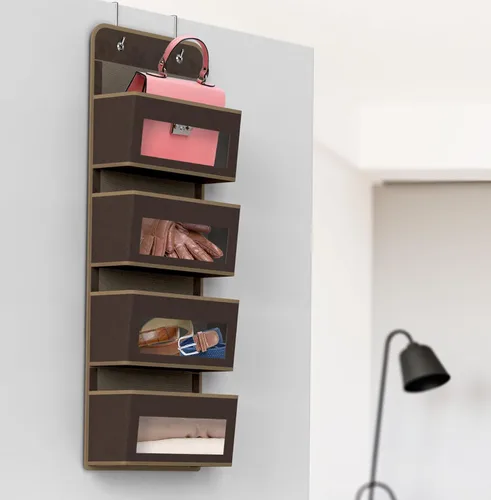 Miniatura 7 de Simple Houseware Organizador con 4 bolsillos con ventana transparente para colgar sobre la puerta del armario, para dormitorio, baño, despensa