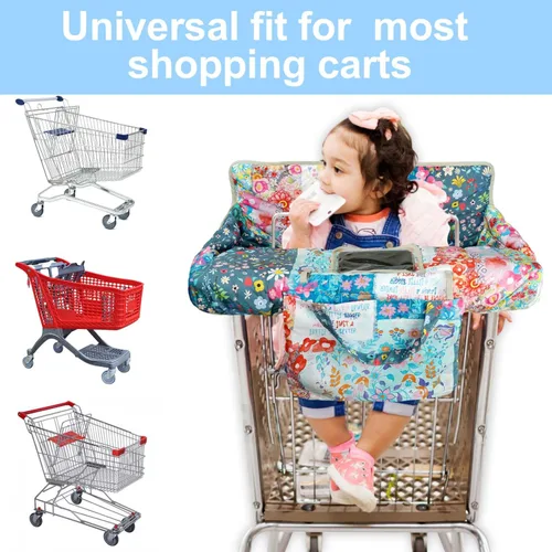 Miniatura 5 de Funda para Carrito de Compra para Bebé 2 en 1 Funda para Silla Alta con Arnés de Seguridad Multifuncional Patrón de Flores Fundas para Carrito