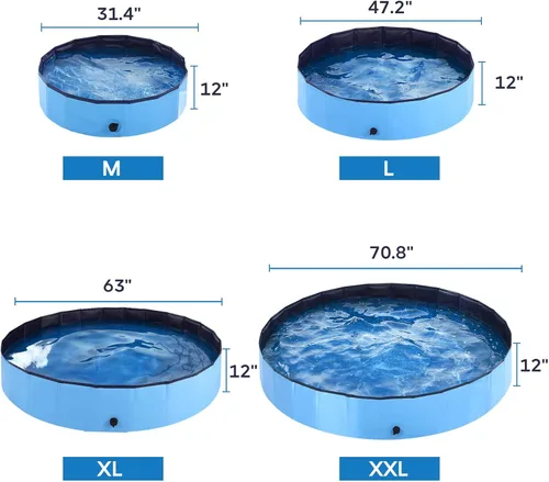 Miniatura 3 de Piscina para perros – Piscina plegable de plástico duro para niños, 63 x 12 pulgadas, piscina portátil de PVC para perros, piscina para interiores
