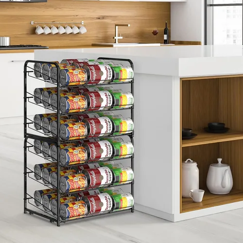 Miniatura 7 de BTY Organizador de latas para despensa apilable, paquete de 2, organizador de almacenamiento de latas, dispensadores de latas, espacio pequeño