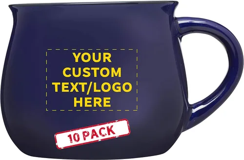 Juego de 10 tazas de café glaseadas personalizadas para fogata, 12 onzas, paquete personalizado a granel, perfectas para café, té, expreso, cacao