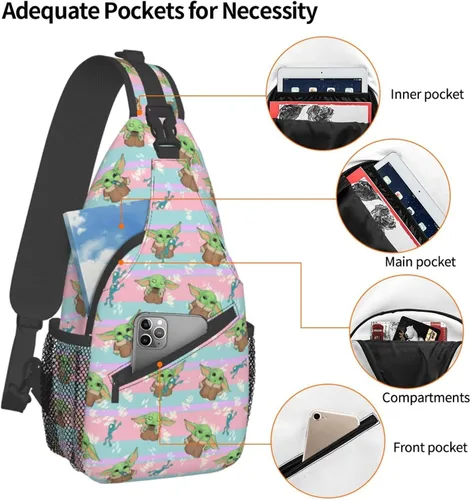 Miniatura 6 de Bolso bandolera para hombres y mujeres, mochila cruzada de dibujos animados de anime con llavero multiusos bolsa cruzada en el pecho