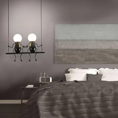 Miniatura 7 de Iluminación colgante LED creativa, moderna, doble para personas pequeñas, lámpara colgante de techo, luces colgantes ajustables para dormitorio
