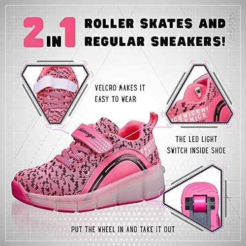 Miniatura 6 de SDSPEED - Zapatos deportivos de patinaje para niños con ruedas individuales de LED