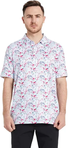 Miniatura 2 de Golf Shirts for Men Dry Fit Short Sleeve Print Performance Moisture Wicking Polo Shirt