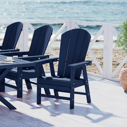 Miniatura 13 de WestinTrends Malibu Outdoor Patio HDPE Adirondack Silla de comedor para patio, color negro