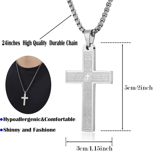 Miniatura 6 de Collar de cruz de acero inoxidable 316L para hombre, collar con colgante de cruz para hombres, collar de cruz para hombre, regalo de joyería