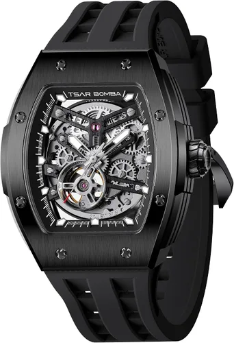 Miniatura 11 de TSAR BOMBA Relojes automáticos para hombre, 164.0 ft, impermeable, reloj mecánico japonés, reloj mecánico para hombre, movimiento Tonneau, caja