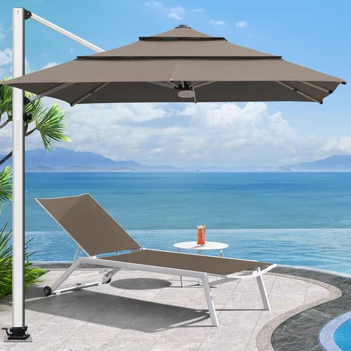 Miniatura 28 de EliteShade USA Sombrilla de Mercado de 10 Años Sin Decoloración de 9 Pies 3 Niveles Sombrilla de Patio Sombrilla de Mesa para Exteriores con Beige