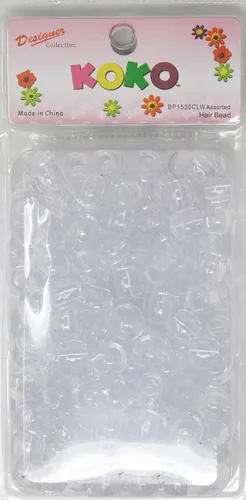 Miniatura 2 de 160 cuentas de poni de alta calidad, cuentas de plástico de 0.47 x 0.59 pulgadas para manualidades infantiles, trenzas y pulseras (transparente)