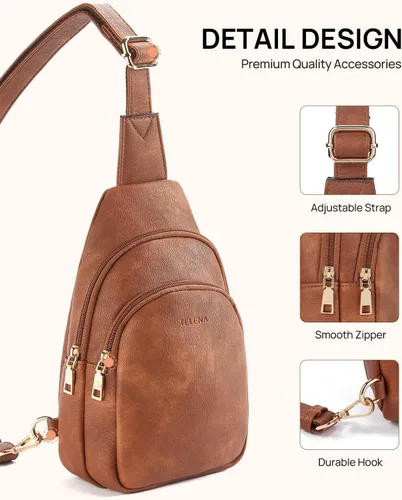 Miniatura 179 de Telena Riñonera pequeña para mujer, de cuero, cangureras, bolsa de pecho para mujer