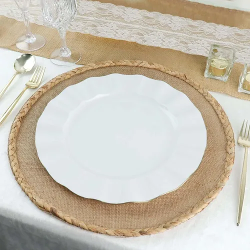 Miniatura 54 de Efavormart - Platos de cena de 11 pulgadas – Juego de 10 platos desechables redondos de plástico negro con borde dorado rizado – Vajilla elegante