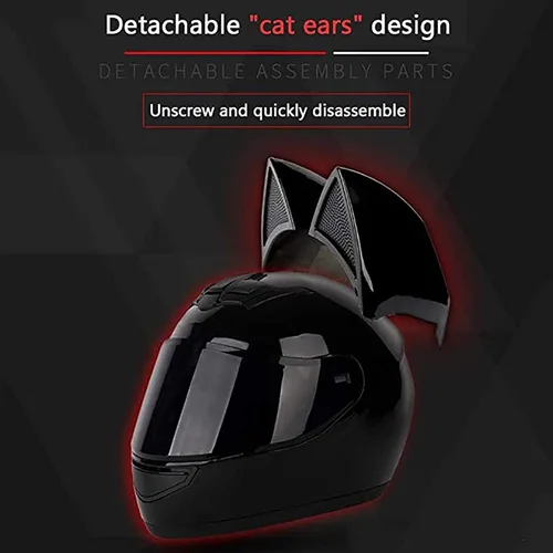 Miniatura 5 de Casco de motocicleta para niñas y mujeres, casco Bluetooth con orejas de gato, certificado por DOT, casco de motocicleta de cara completa, casco