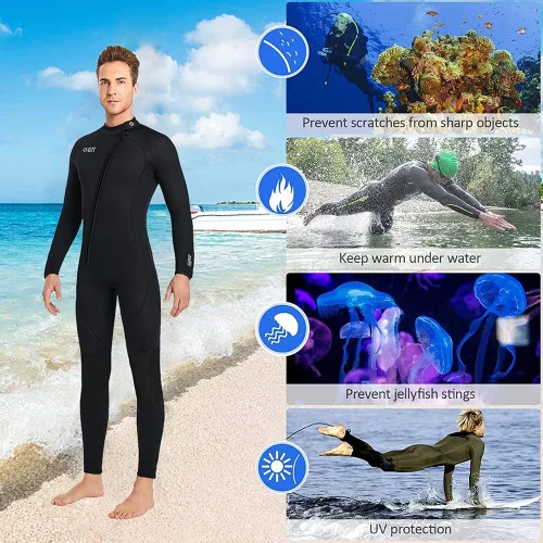 Miniatura 6 de Trajes húmedos para mujeres y hombres, traje de neopreno de cuerpo completo de 3MM, traje de buceo en agua fría, manga larga, cremallera frontal