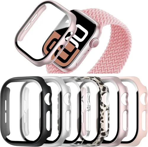 Miniatura 8 de Pack de 6 fundas para Apple Watch Series 11/10 de 42 mm con protector de pantalla de vidrio templado, BHARVEST Funda protectora de policarbonato