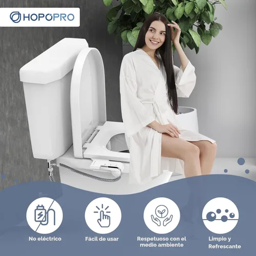Miniatura 4 de HOPOPRO - Accesorio de bidé para inodoro, bidé no eléctrico ultradelgado con boquilla doble (lavado femenino/posterior), rociador de bidé de agua