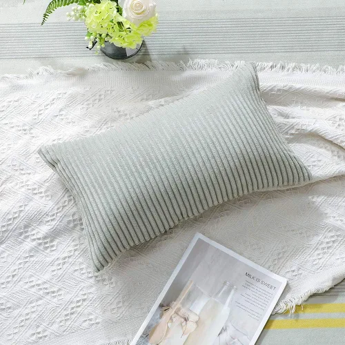 Miniatura 246 de Artscope Fundas de Almohada de Pana a Rayas Acogedoras Súper Suaves Decorativas Cuadradas Fundas de Cojín para Sofá Sillón Dormitorio Decoración