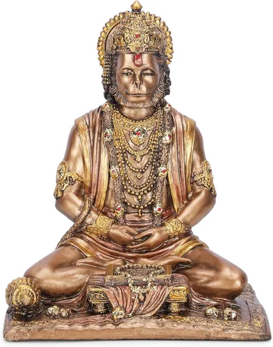 Miniatura 9 de Ídolo de Bajrang Bali Lord Hanuman Ji de color naranja hecho a mano en postura de bendición Ídolo de Dios mono hindú Ídolo para automóvil