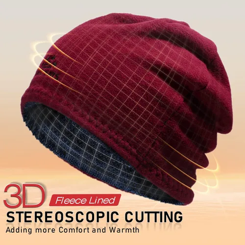 Miniatura 3 de Lvaiz - Gorro de invierno para hombre o mujer, con forro de vellón cálido, reversible, resistente al viento, gorro de punto unisex