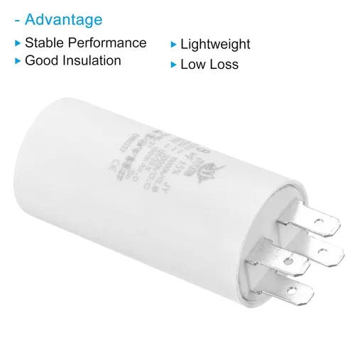Miniatura 4 de PATIKIL CBB60 8uf Condensador de funcionamiento, AC 450V 4 pines 50/60Hz doble inserto cilindro inferior para aire acondicionado, bomba de agua