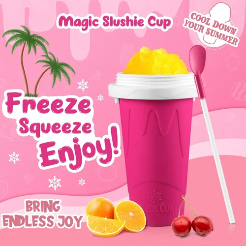 Miniatura 5 de Paquete de 2 vasos mágicos para hacer granizados congelados, vasos portátiles para hacer batidos de jugo, yogur, helado, reutilizable, para Azul+Rosa