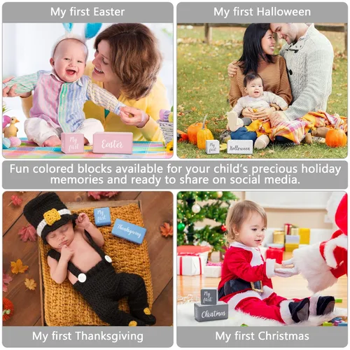Miniatura 3 de Bloques de hitos mensuales grises con bolsa. Bloques de edad de bebé para niña o niño Accesorios de fotos de bebé. Bloques de hitos del mes del bebé