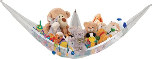Miniatura 5 de Little Chicks Hamaca de red de peluche para animales de peluche, organizador de esquina y soporte para juguetes, almacenamiento colgante extragrande