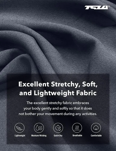 Miniatura 4 de TSLA Pantalones deportivos de senderismo para hombre, elásticos, pantalones rectos, pantalones deportivos ligeros con bolsillos laterales