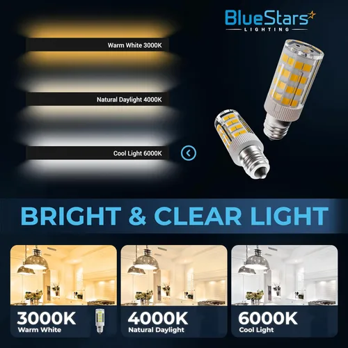 Miniatura 4 de BlueStars WE05X20431 Bombilla LED para tambor de secadora 3.5W 120V E12 Base de candelabro 3000K blanco cálido - Para GE Whirlpool Kenmore