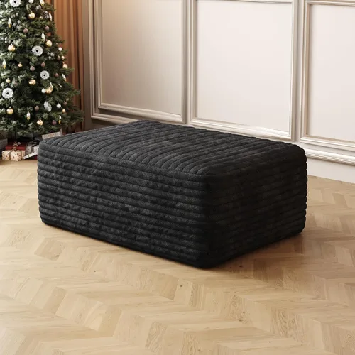 Otomana de pana de felpa de 37.4 pulgadas, otomana tapizada de nube para sofá deshuesado en una caja, sofás modulares seccionales para sala de Negro