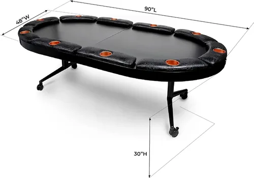 Miniatura 2 de Triton - Mesa de póquer plegable para 10 jugadores con acabado de madera, portavasos estilo casino, reposabrazos acolchado suave, tapete portátil