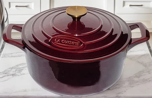 Miniatura 5 de La Cuisine - Cacerola de hierro fundido esmaltado para horno holandés con tapa, 6.5 cuartos de galón de 11 pulgadas/11.0 in de diámetro. Arándano