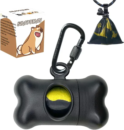 Miniatura 12 de Soporte para bolsa de excremento de perro en forma de hueso para correa Dispensador con 15 bolsas de basura resistentes a fugas y clip de Trigo