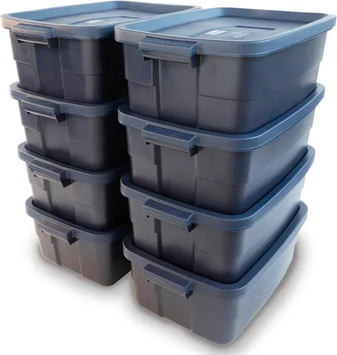 Miniatura 8 de Rubbermaid Roughneck Bolsa de variedad - Hecho en los EE. UU. Color índigo oscuro metálico, resistente contenedor de almacenamiento apilable