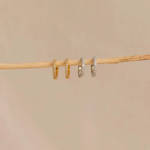 Miniatura 4 de Kainier Aretes de aro chapados en oro de 18 quilates con circonita cúbica, aretes de cartílago, hipoalergénicos para mujeres y niñas, color rosaoro
