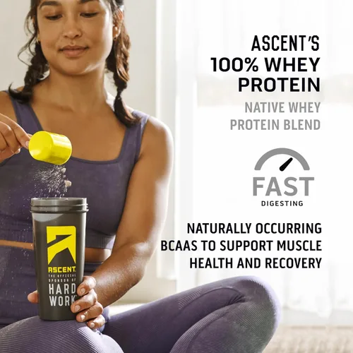 Miniatura 7 de Ascent 100% proteína de suero en polvo – aislado de proteína de suero después del entrenamiento, cero sabores artificiales y edulcorantes, sin soja